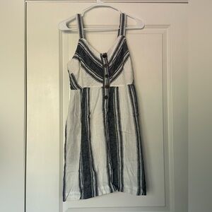 Striped Gray and White Linen Women's Dress